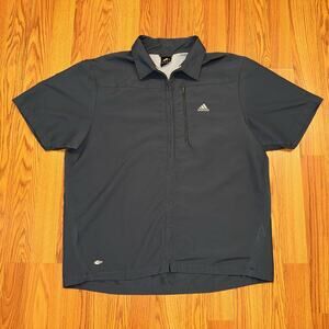 Vintage Adidas Bowling Shirt Men's Large Grey Logo Boxy Fit Zip up